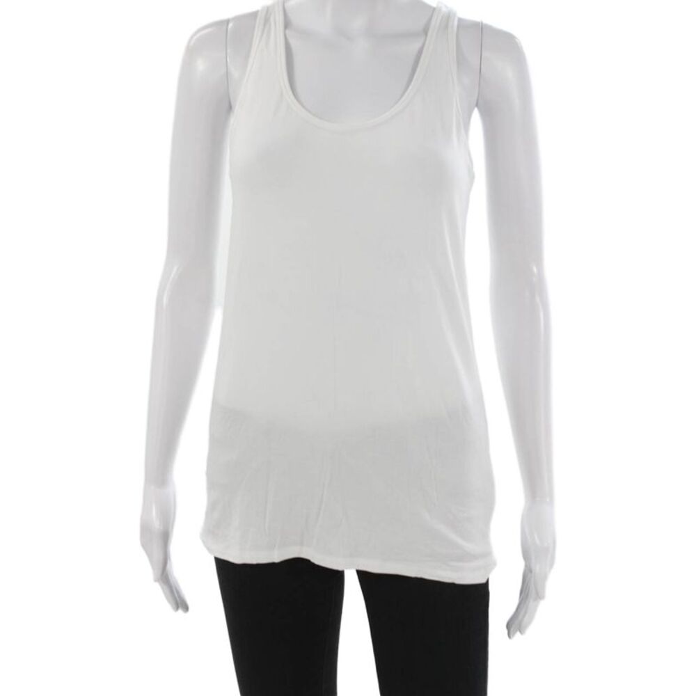 Majestic Filatures Womens Basic White Scoop Neck Tank Size 4